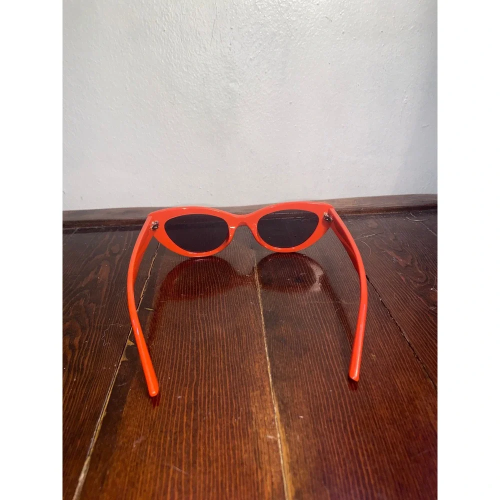 Orange Skinny Cat Eye Sunglasses Retro Vintage Style Contemporary Mod Festival